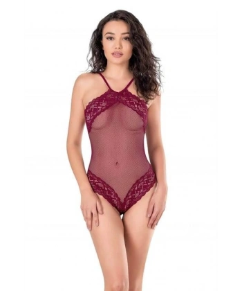 Bicomi Bordo File-Tül Bodysuit Gecelik 8126