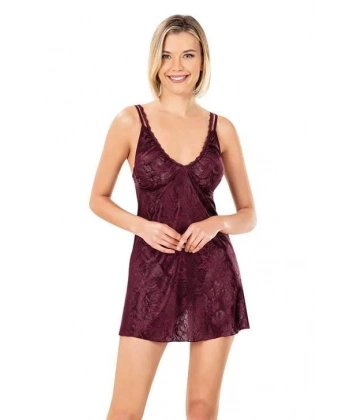 Bicomi Bordo Jakarlı Gecelik 8151