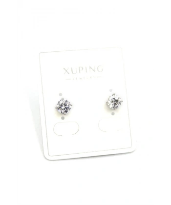 biçomi Büyük Boy Tek Taş Küpe - Gümüş