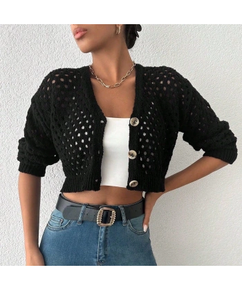 BİÇOMİ Büyük düğmeli delikli hırka siyah