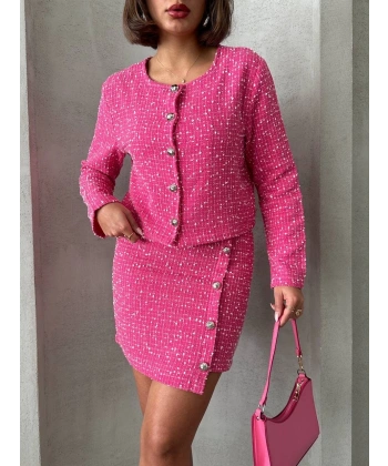 BİÇOMİ Ceketli etek takım chl kumaş fuşya h24443