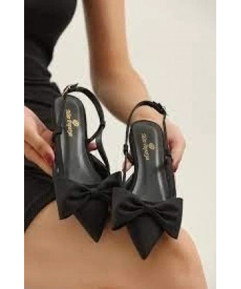 BİÇOMİ Cenya Siyah Saten Babet Ayakkabı