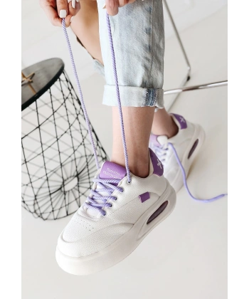 BİÇOMİ Chris Beyaz Cilt Lila Detaylı Bağcıklı Spor Ayakkabı