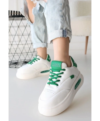 BİÇOMİ Chris Beyaz Cilt Yeşil Detaylı Bağcıklı Spor Ayakkabı