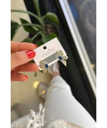 biçomi Çiçek Küpe - Mavi