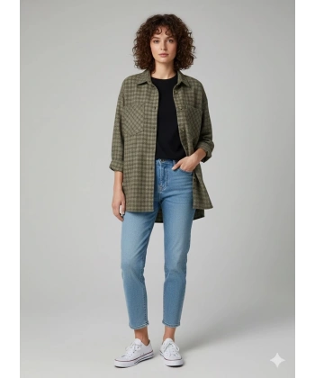 BİÇOMİ Çift cepli oduncu gömlek vizon ha1212789