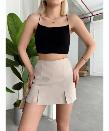 BİÇOMİ Çift yırtmaklı şort etek