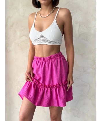 BİÇOMİ Çingene keten etek fuşya s24808