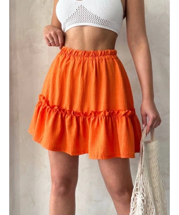 BİÇOMİ Çingene keten etek turuncu s24808