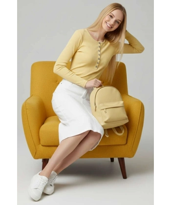 BİÇOMİ Çıtçıt Detaylı Bluz Sarı T4343