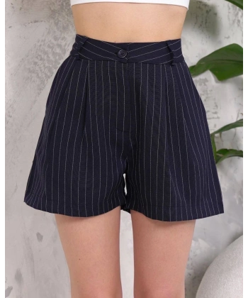 BİÇOMİ Çizgili düğmeli şort siyah s2551251