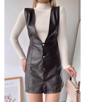 BİÇOMİ Deri jile elbise kahve w24796