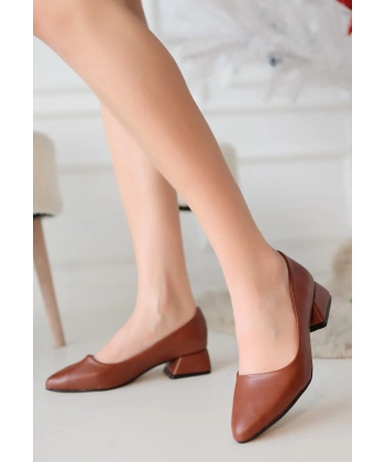 BİÇOMİ Desniy Taba Cilt Topuklu Ayakkabı