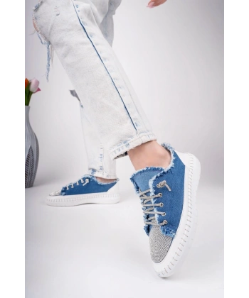 BİÇOMİ Enber Mavi Kot Bağcıklı Spor Ayakkabı