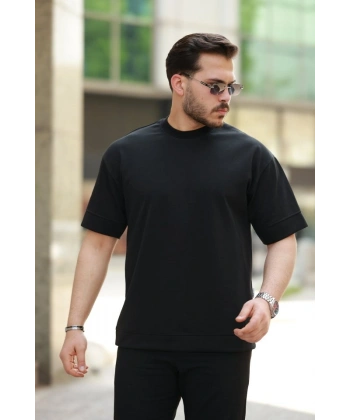 Biçomi Erkek Basic Oversize Double Face Kumaş Kısa Kollu Tshirt