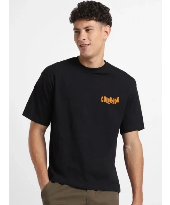 Biçomi Erkek Baskılı Oversize T-shirt - Siyah
