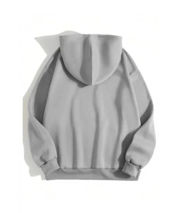 Biçomi Erkek Düz Kapüşonlu Sweat - Boyalı Gri