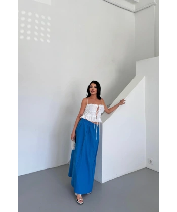 Biçomi ETEK ŞANEL BOY SOFT KUMAŞ - Saks