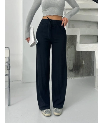 BİÇOMİ Fitilli şardonlu pantolon siyah a4058