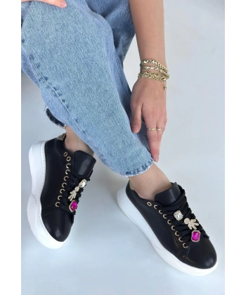 BİÇOMİ Gane Siyah Cilt Bağcıklı Spor Ayakkabı