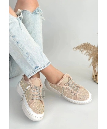 BİÇOMİ Guji Bej Kot Bağcıklı Spor Ayakkabı