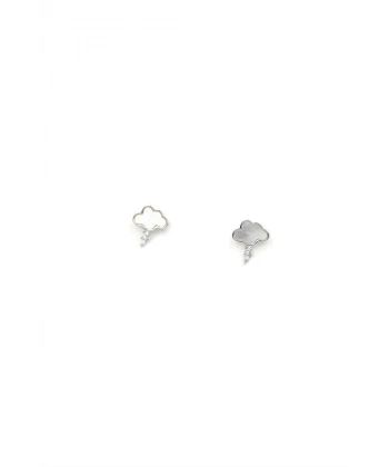 biçomi Gümüş İğneli Bulut Küpe - Gümüş