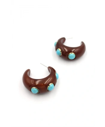 biçomi Halka Küpe - Kahverengi