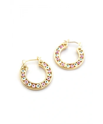 biçomi Halka Nazar Küpe - Altın