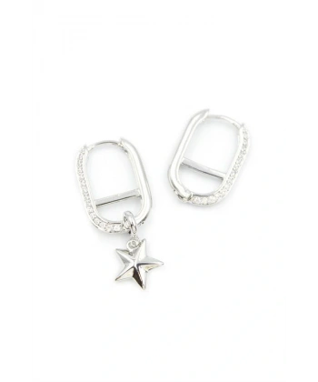 biçomi Halka Yıldız Küpe - Gümüş