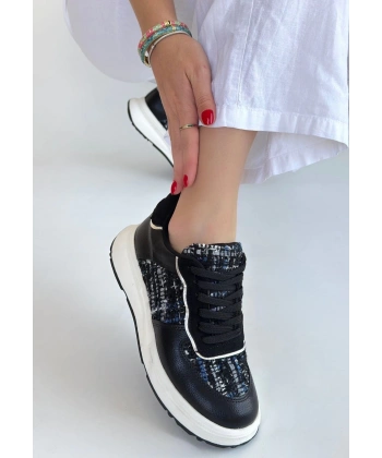 BİÇOMİ Hawer Siyah Cilt Bağcıklı Spor Ayakkabı