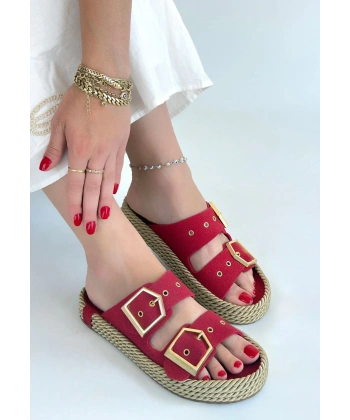 BİÇOMİ İces Kırmızı Nubuk Terlik