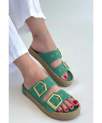 BİÇOMİ İces Yeşil Nubuk Terlik