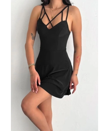 BİÇOMİ İnce çift askılı mini elbise