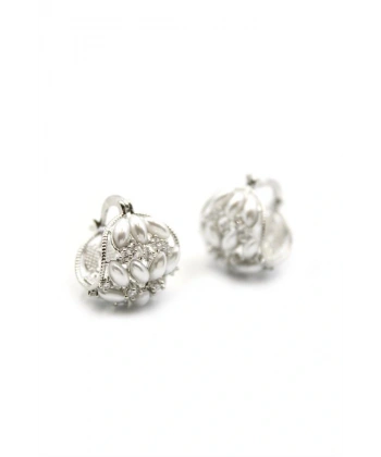 biçomi İnci Halka Küpe - Gümüş