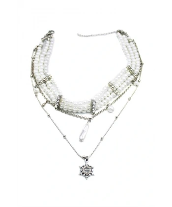 biçomi İnci Tasma Kolye - Gümüş