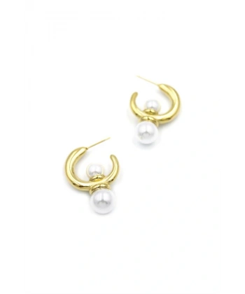 biçomi İncili Halka Küpe - Altın