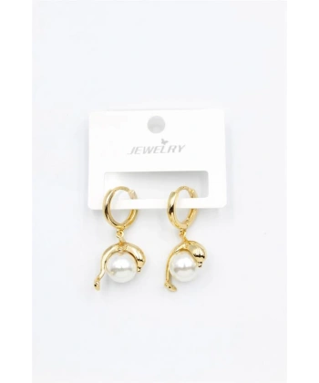 biçomi İncili Yunus Küpe - Altın