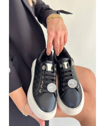 BİÇOMİ Jlar Siyah Cilt Bağcıklı Spor Ayakkabı