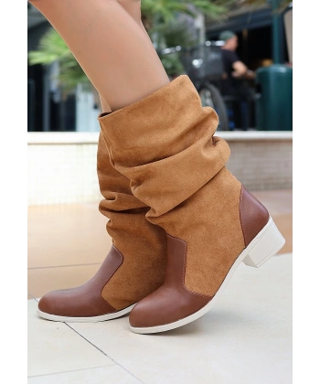 BİÇOMİ Jolin Taba Cilt Süet Detaylı Çizme