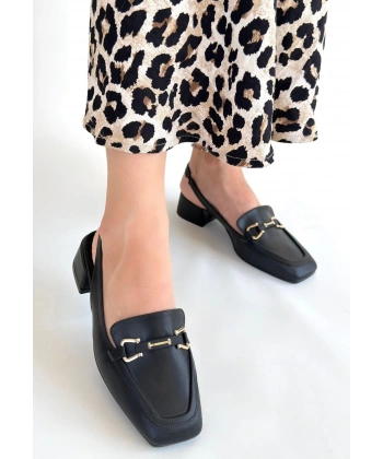 BİÇOMİ Joone Siyah Cilt Topuklu Ayakkabı