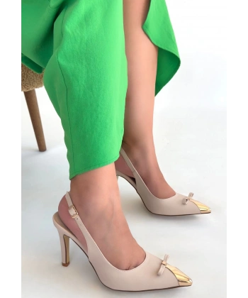 BİÇOMİ Joye Bej Cilt Topuklu Ayakkabı