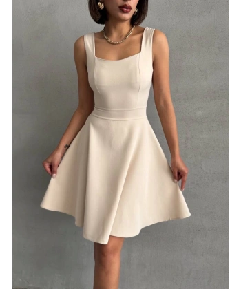 BİÇOMİ Kadın kare yaka kısa elbise s251188