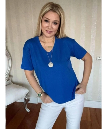 Biçomi Kadın Kısa Kollu V Yaka Bluz
