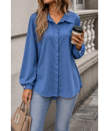 Biçomi Kadın Mavi Oversize Gömlek