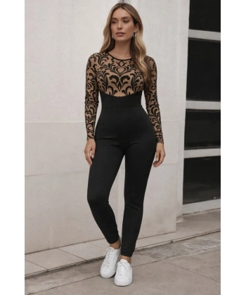 Biçomi Kadın Siyah Krep Kumaş Pantolon