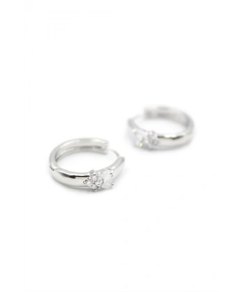 biçomi Kalp Halka Küpe - Beyaz