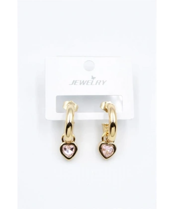 biçomi Kalp Halka Küpe - Pembe