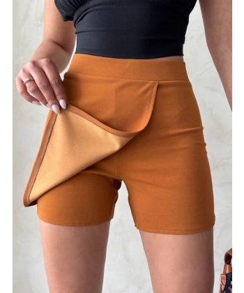 BİÇOMİ Kapaklı şort etek camel s208