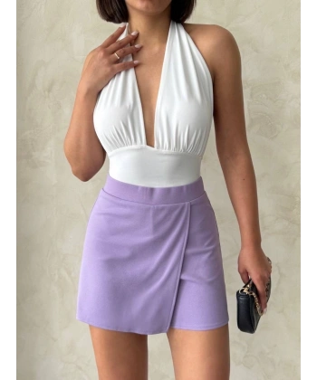 BİÇOMİ Kapaklı şort etek lila s208