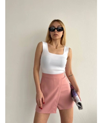 BİÇOMİ Kapaklı şort etek pudra s208